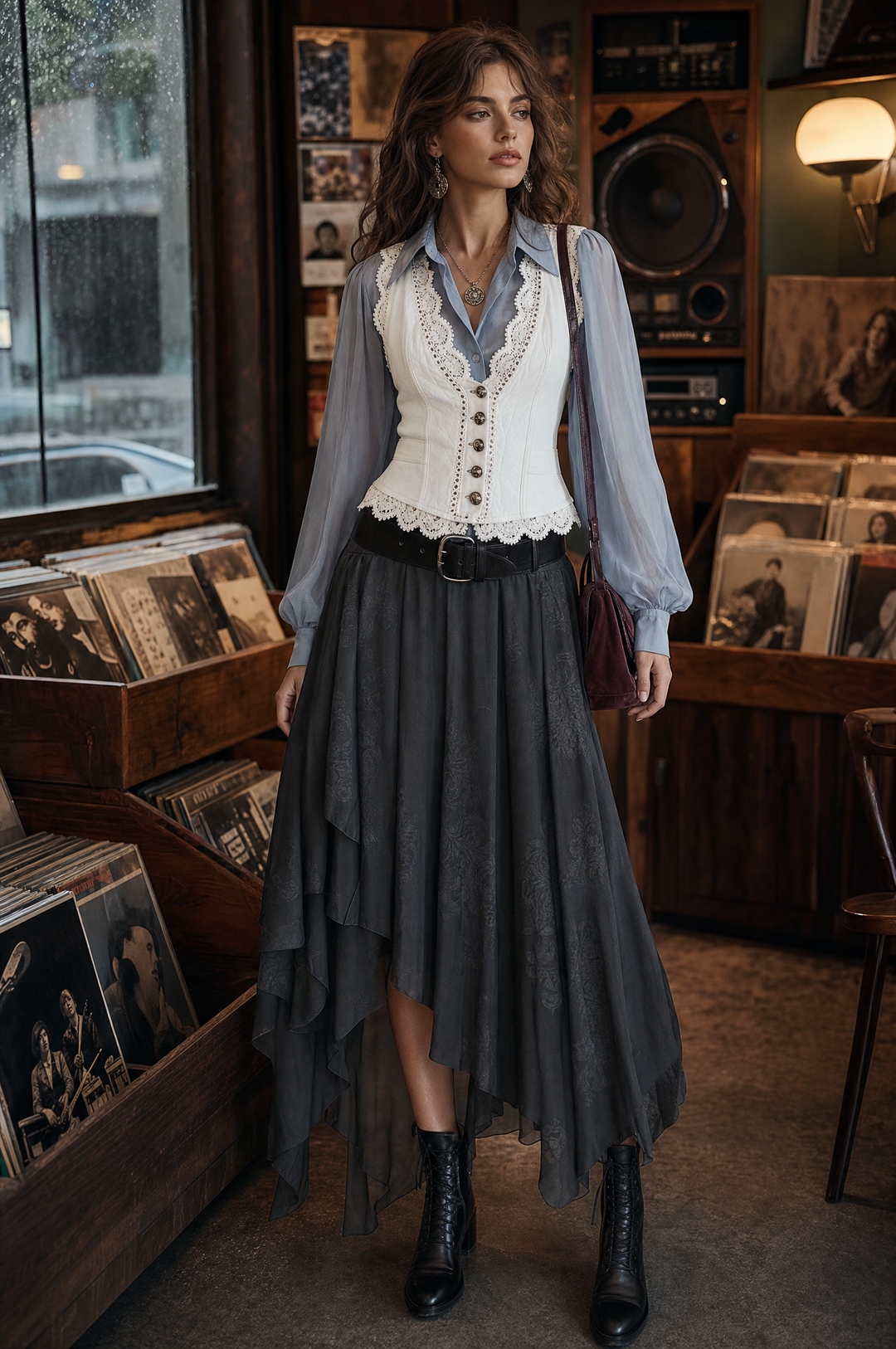 Vintage Faux Leather Lace Vest