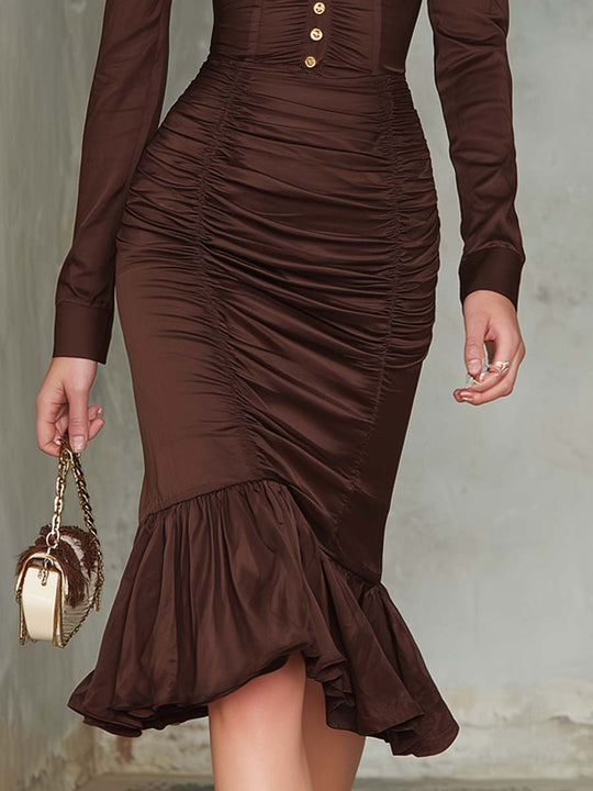 Vintage Lace Polyester Satin Midi Dress