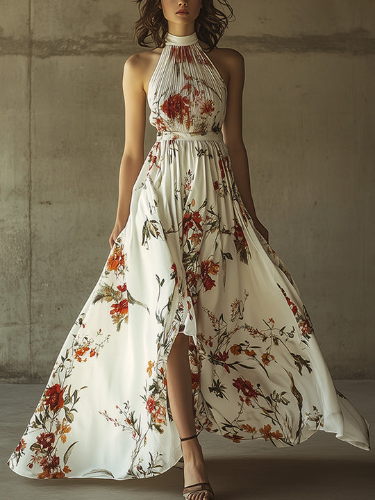 Bohemian Floral Off-the-Shoulder Holiday Maxi Dress