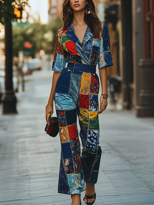 Urban Art Colorful Patchwork Jumpsuit