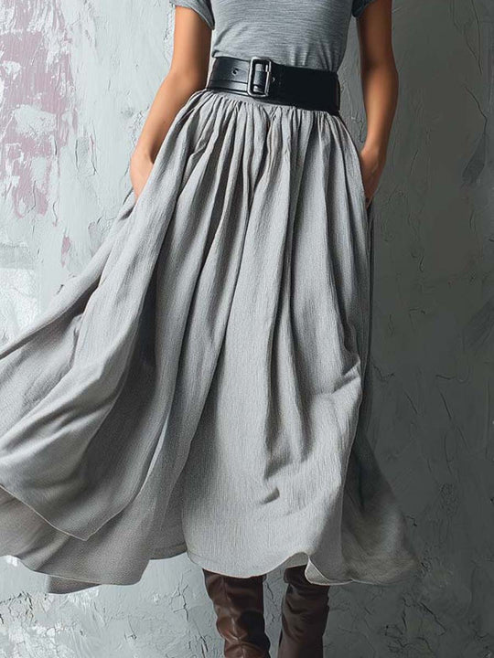 High-Neck Knit & Textured Skirt Spliced Maxi Dress