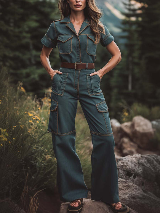 Cargo Utility Belted Jumpsuit