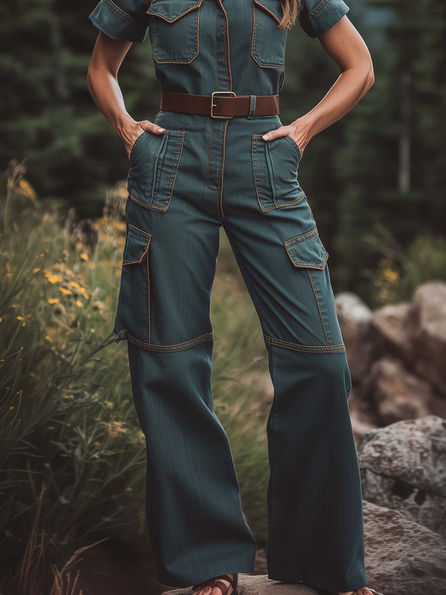 Cargo Utility Belted Jumpsuit