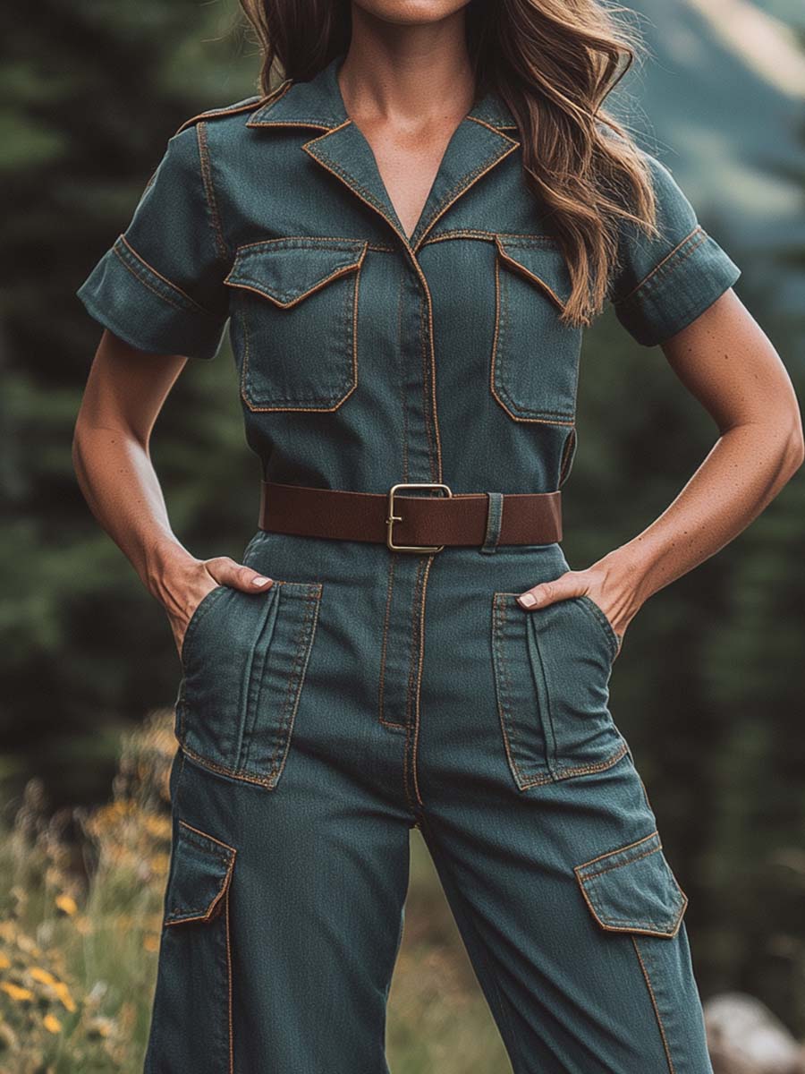 Cargo Utility Belted Jumpsuit