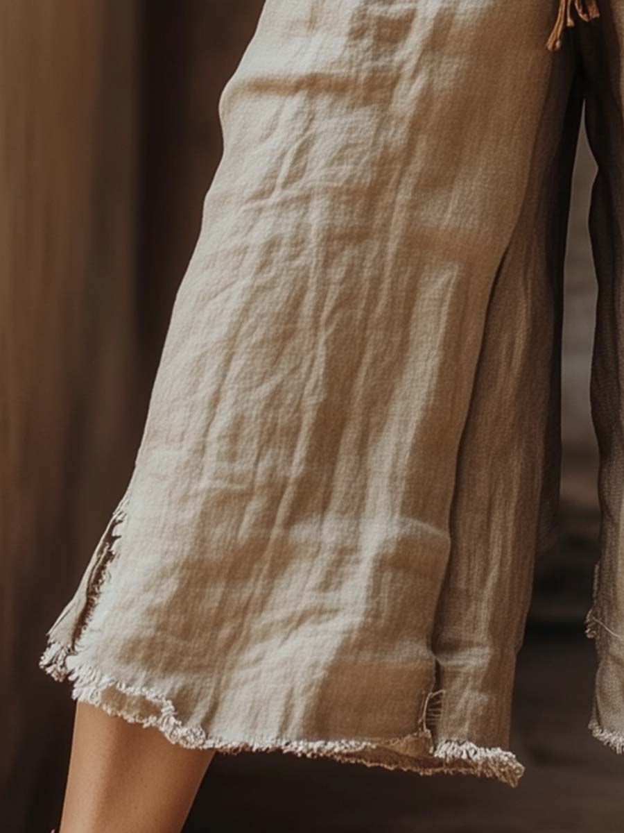 Boho Wide-Leg Linen Pants