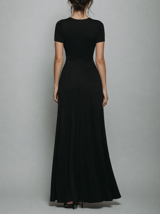 Unique Design Faux Two-piece Maxi Dress With Waist Pleats