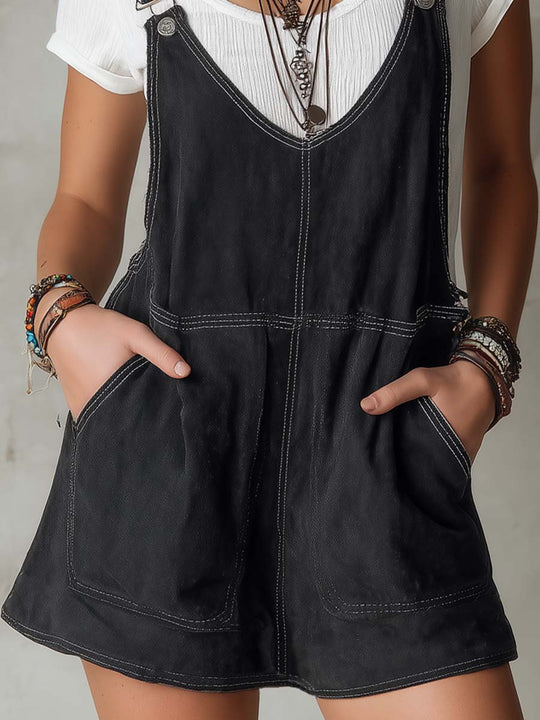 Retro Denim Suspender Mini Dress
