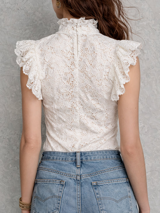 Vintage Lace Ruffle Sleeves Blouse