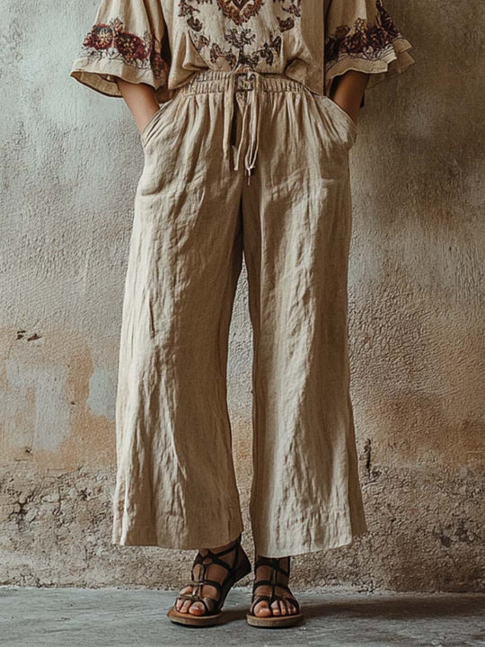 Vintage Bohemian Embroidered Wide-Leg Jumpsuit