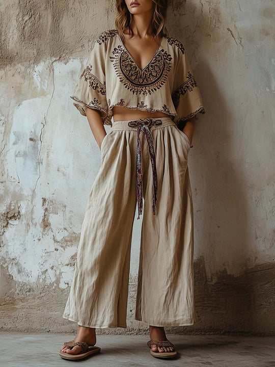 Boho Embroidered Two-Piece Set