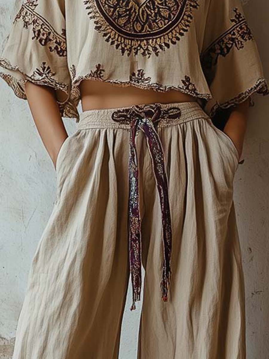 Boho Embroidered Two-Piece Set