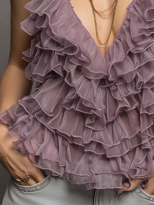 Vintage Romance Ruffle Halter Top