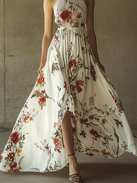 Bohemian Floral Off-the-Shoulder Holiday Maxi Dress