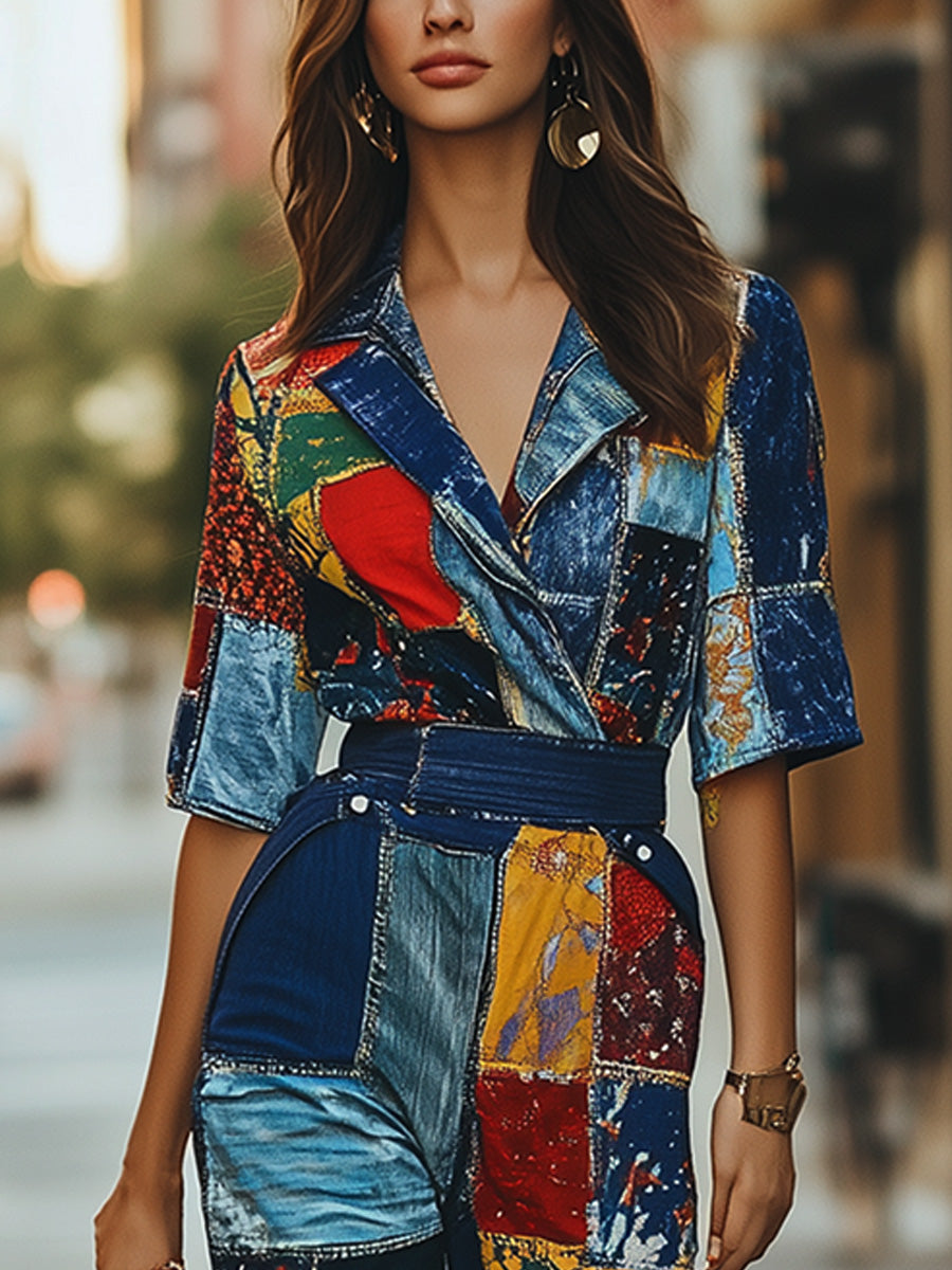 Urban Art Colorful Patchwork Jumpsuit