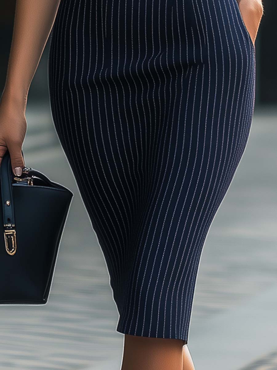 Sophisticated Pinstripe Pencil Dress