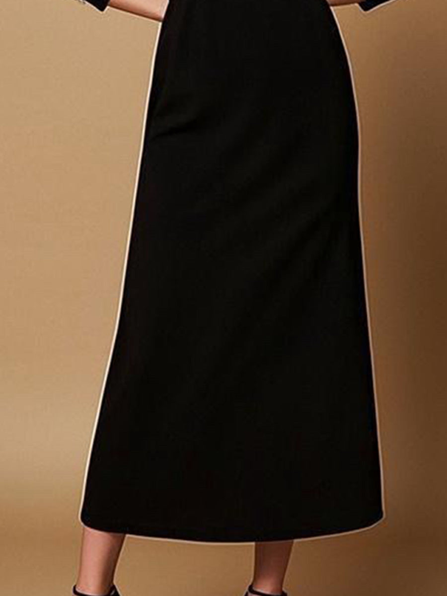 Classic Floral Embroidered Black Maxi Dress