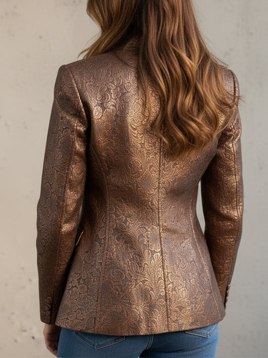 Heavy Industry Embossed Environmentally Friendly Leather Blazer