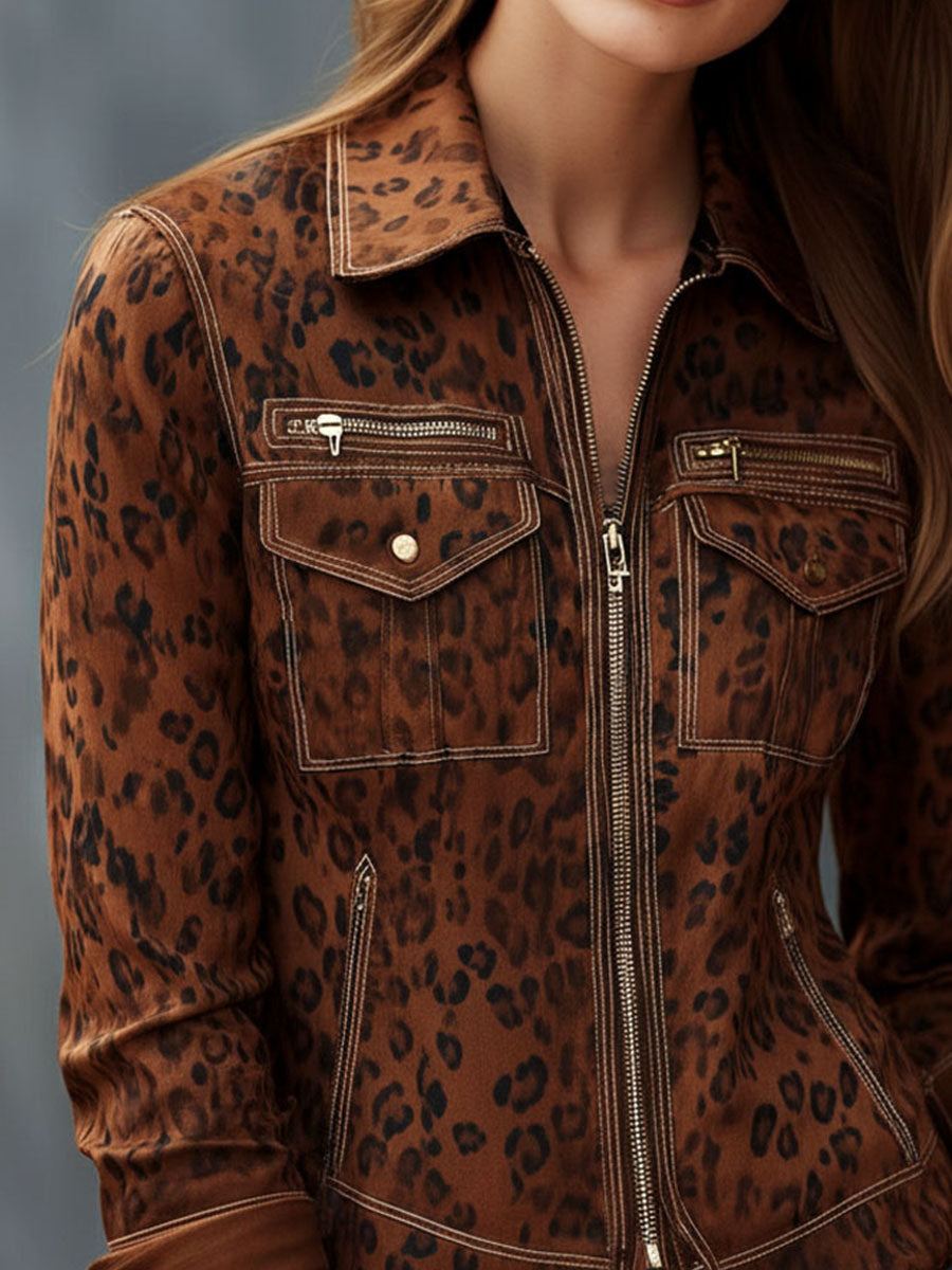 Leopard Print Microsuede Jacket – Contemporary Wild Elegance