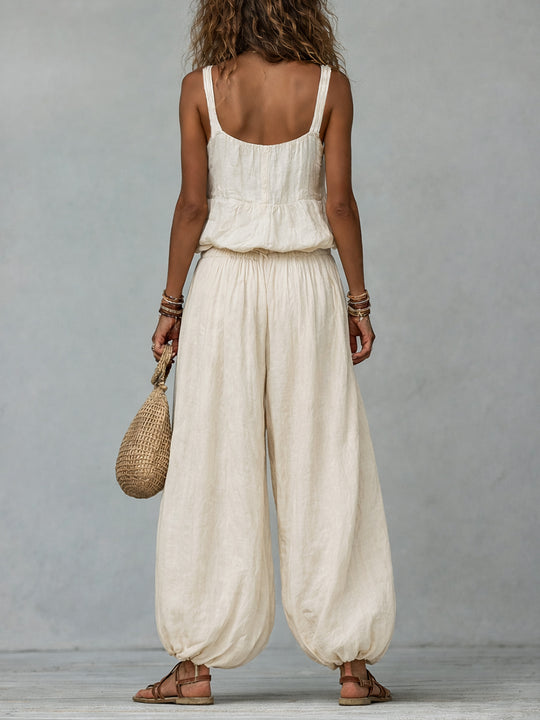 Boho Embroidered Vest & Balloon Pants Set