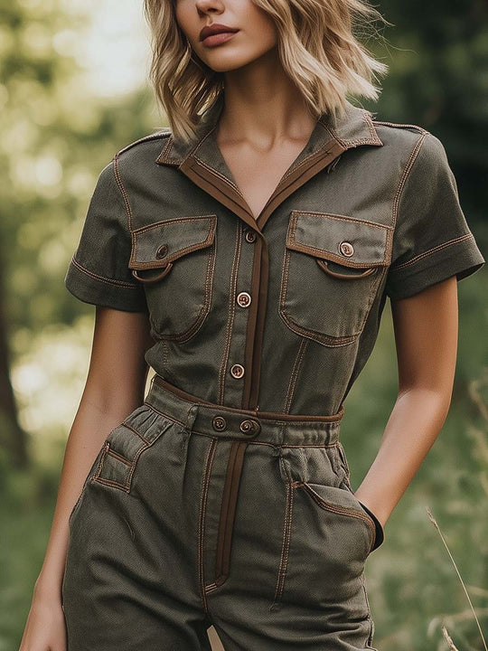 Olive Short-Sleeve Cargo Set