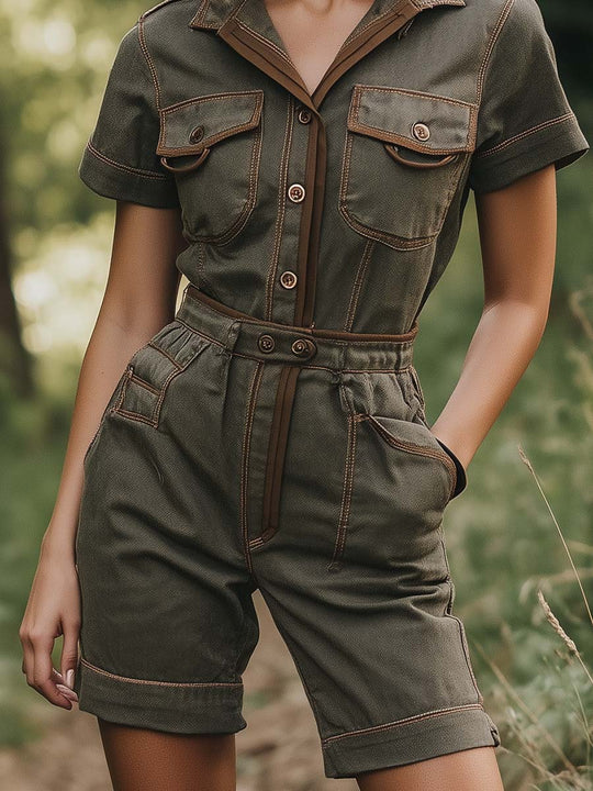 Olive Short-Sleeve Cargo Set