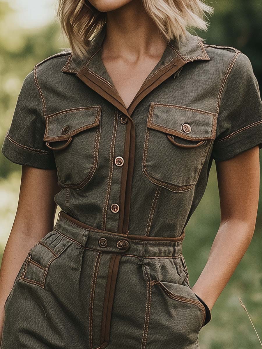 Olive Short-Sleeve Cargo Set