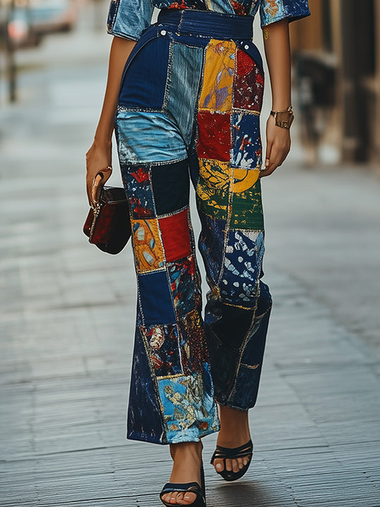 Urban Art Colorful Patchwork Jumpsuit