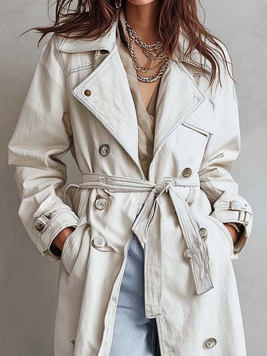 Off-White Pure-Cotton Denim Trench Coat