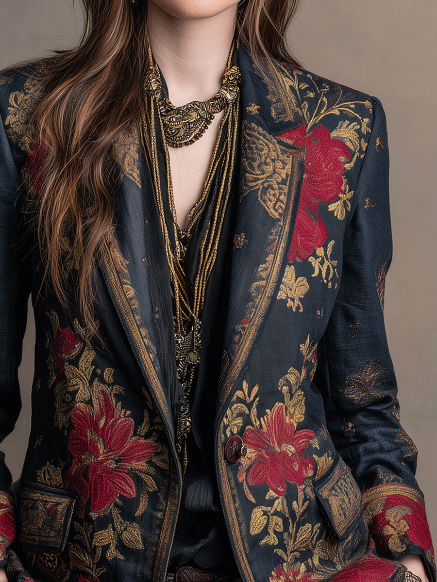 Vintage Luxe Floral Tapestry Blazer