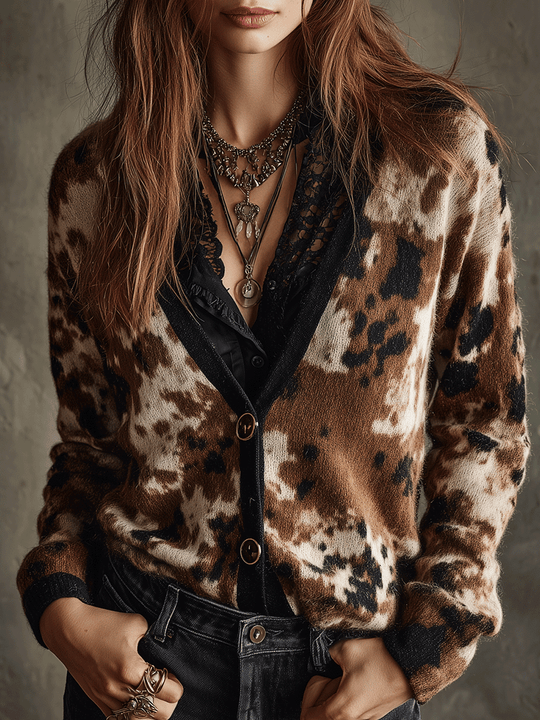 Retro Milk-Print Cardigan
