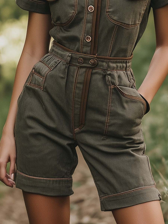 Olive Short-Sleeve Cargo Set