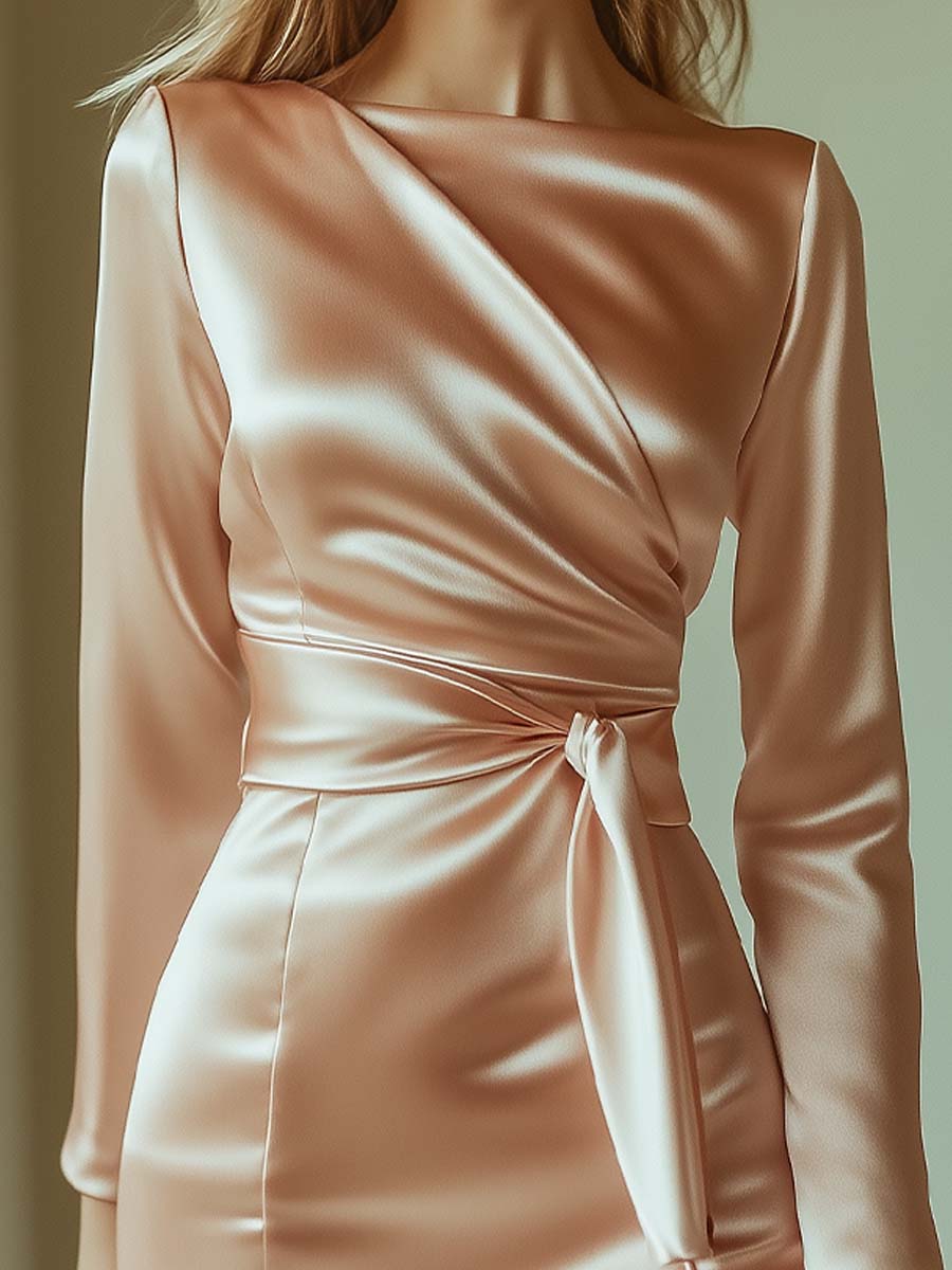 Elegant Satin Wrap Style Mini Dress