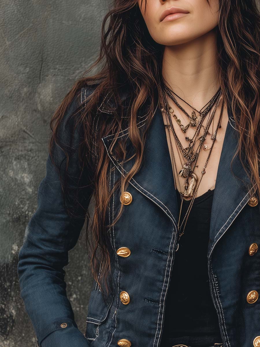 Retro Double-breasted Denim Jacket