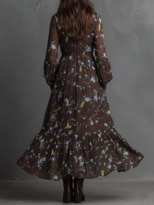 Smocked Floral Chiffon Maxi Dress