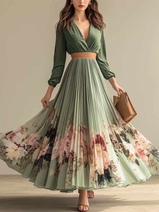 Floral Pleated Maxi Dress