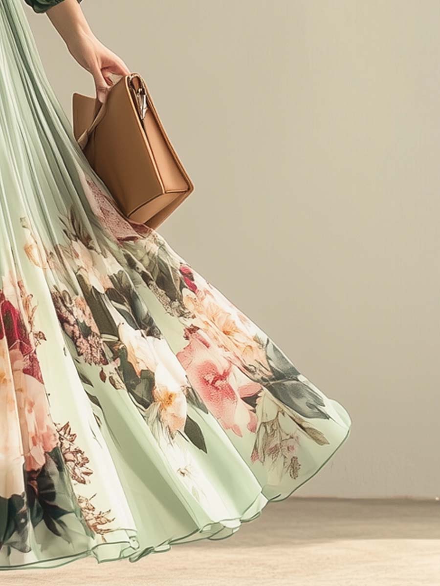 Floral Pleated Maxi Dress