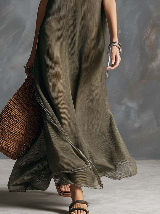 Retro Contrast Suspender Maxi Dress