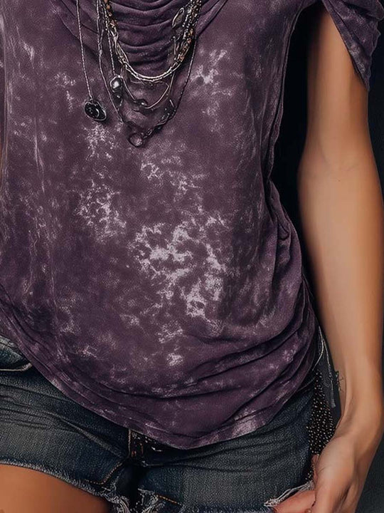 Retro Bohemian Tie-Dye Print Shoulder Strap Top