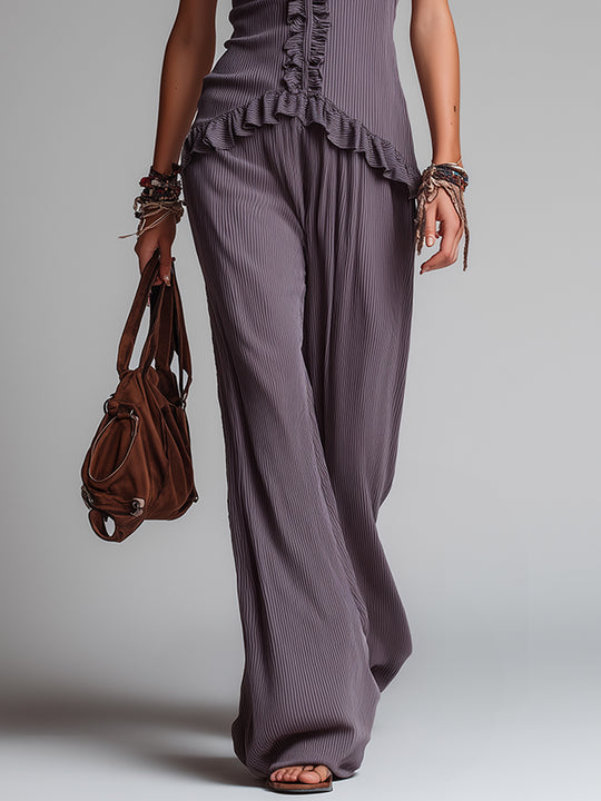 Bohemian-style Knitted Jumpsuit With Ruffle Details