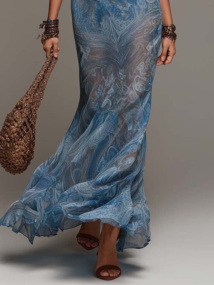 Bohemian Paisley Halter Maxi Dress