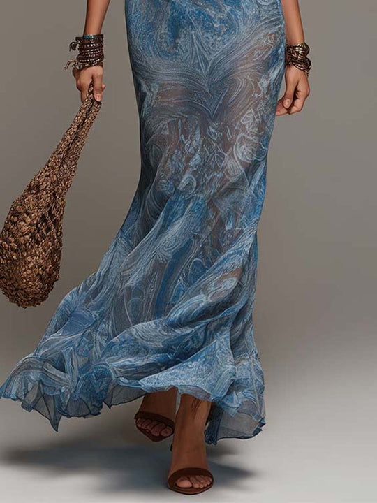 Bohemian Paisley Halter Maxi Dress