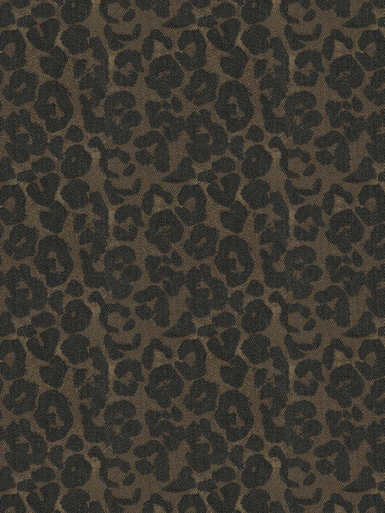 Vintage Distressed Leopard Print Zipper Denim Blouse