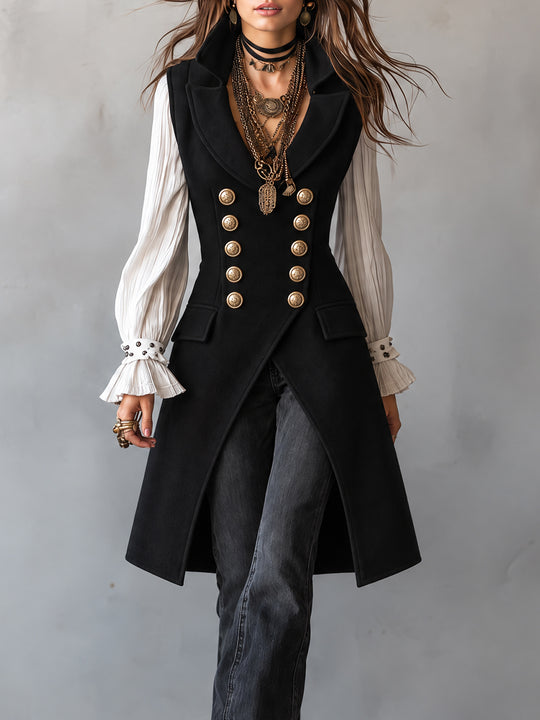 Noir Nomad Military Vest Coat