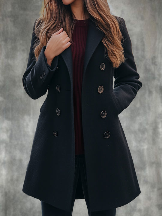 Casual Retro Loose Lapel Slim Woolen Warm Coat