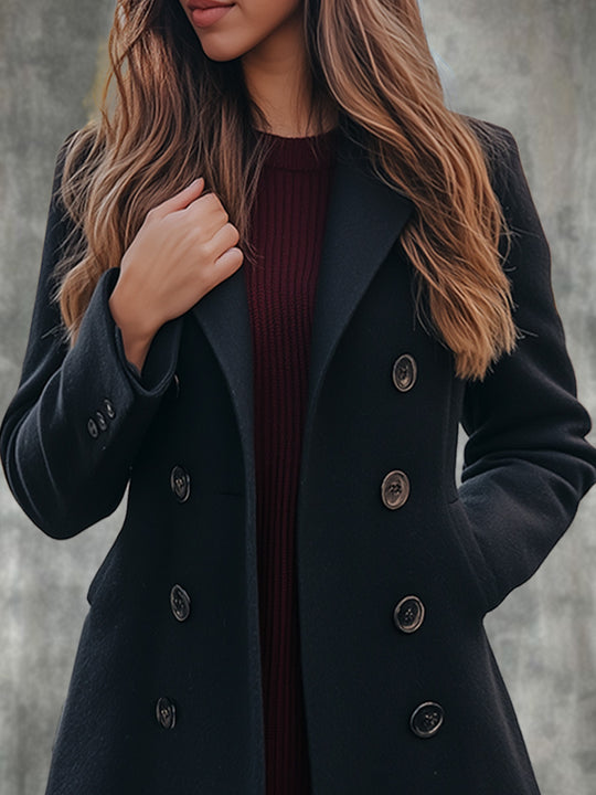 Casual Retro Loose Lapel Slim Woolen Warm Coat