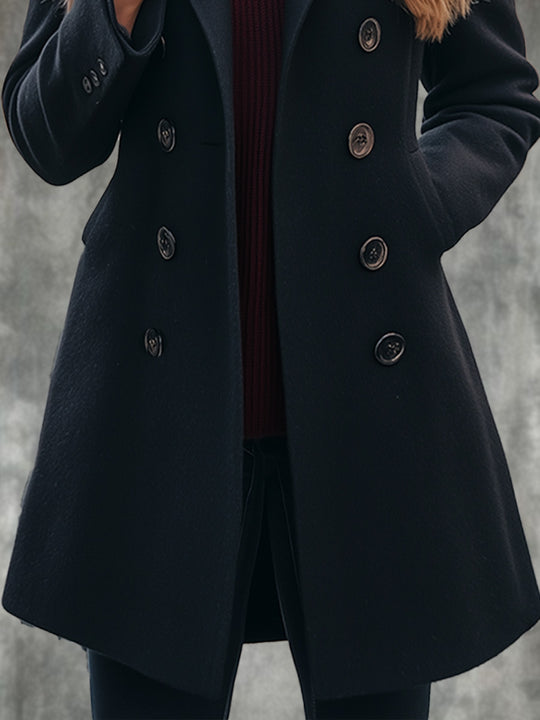 Casual Retro Loose Lapel Slim Woolen Warm Coat