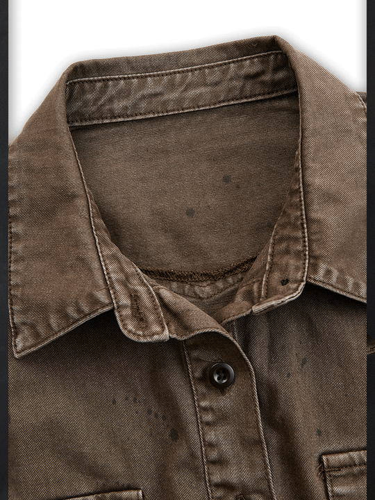 Vintage Washed Taupe Western Slim Fit Button-Down Shirt