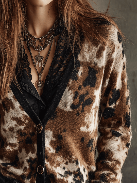 Retro Milk-Print Cardigan