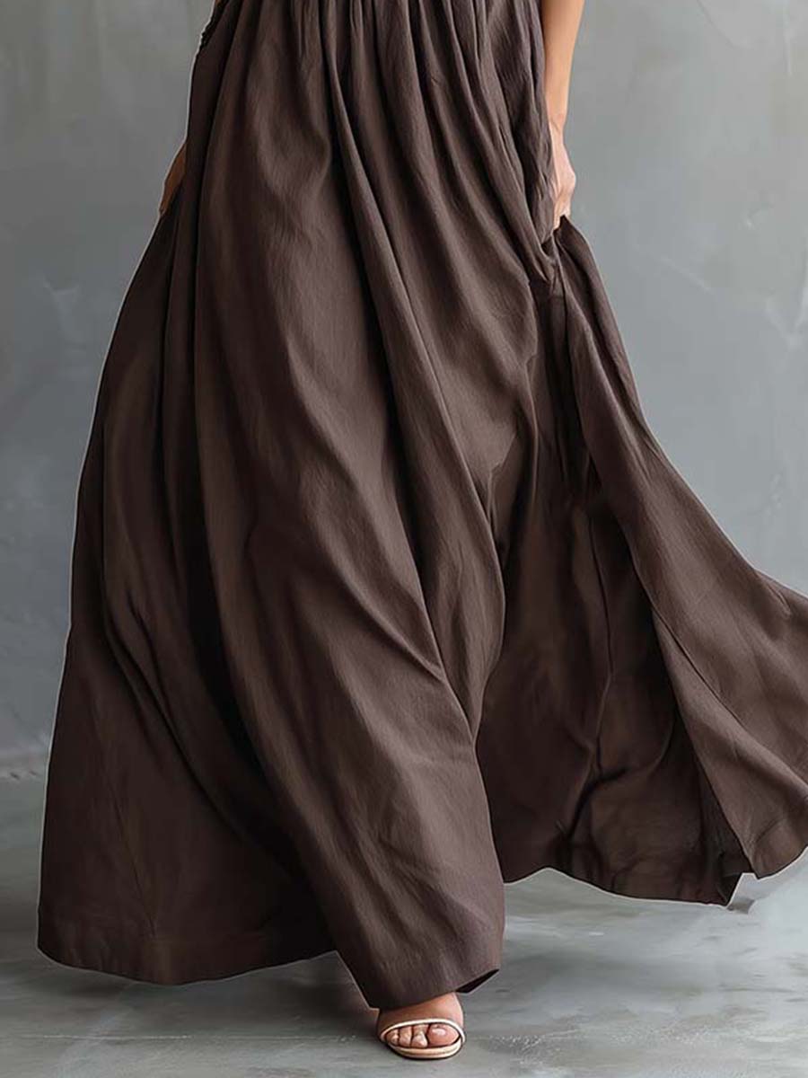 Twist Halter Maxi Dress With Flowing Skirt
