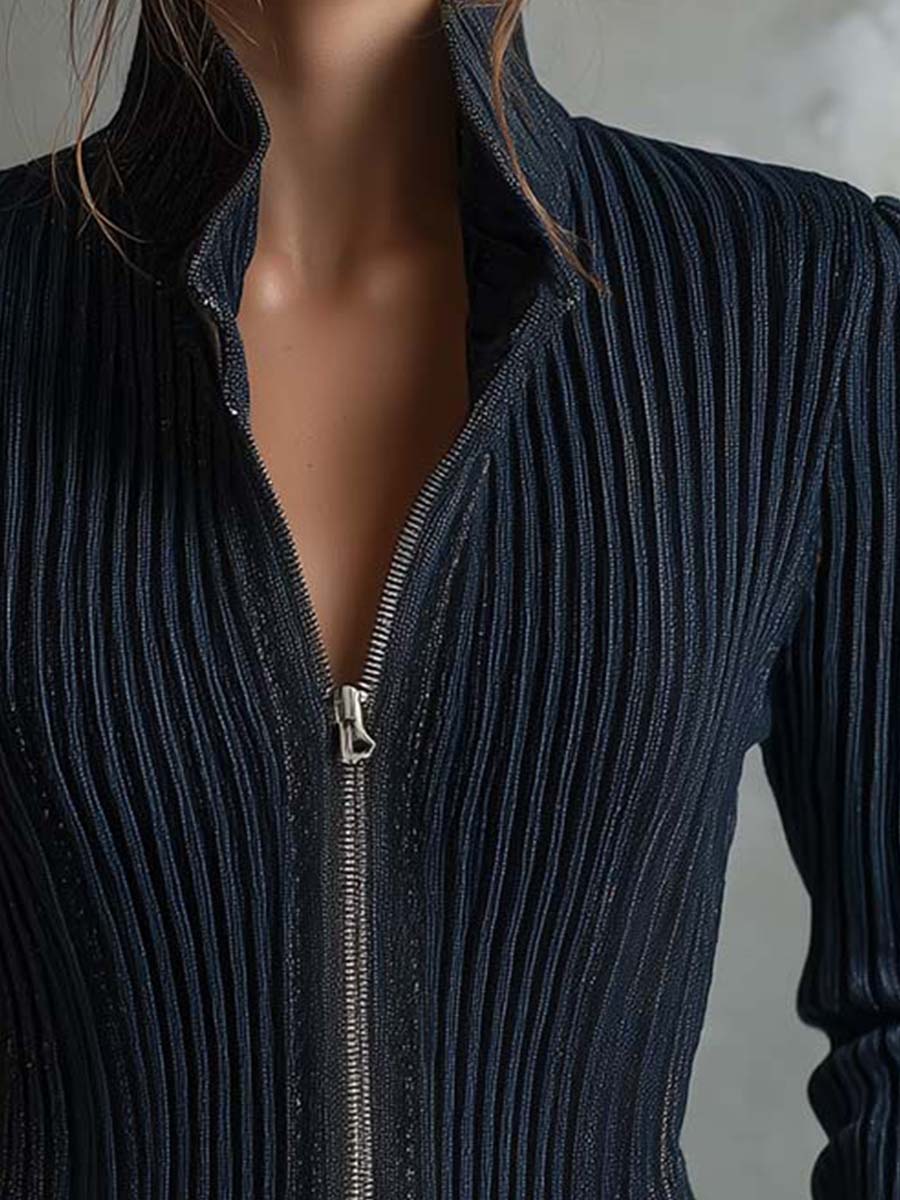 Midnight Sparkle Ribbed Knit Jacket